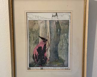 Framed & Matted Print “The Witch Spies on Rapunzel” by Anne Anderson