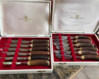Sheffield SJ Stag Antler Steak Knives - 2 Box Sets of 6