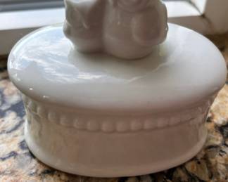 White Ceramic Owl Trinket Box