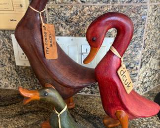 Dcuk Woodstock Environments Folk Art Wood Carved Duck Sculptures