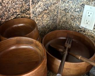 Hellerware Teak Wood Salad Bowl Set