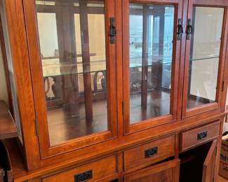 Mission-Style China Cabinet with Leaded Glass Top
