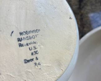 Robinson Ransbottom Blue Banded Stoneware Ewer & Underplate