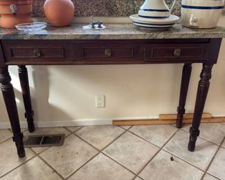 Neoclassical Style Console Table with Granite Top