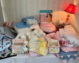 Assorted Blue and Pink Baby ItemsNEW Pink White Rug,