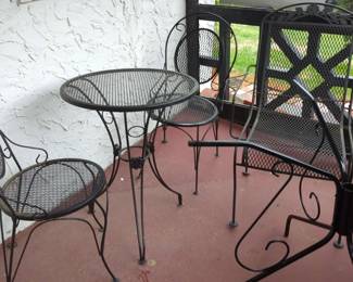 Black Metal Patio Bistro Set, Chair and Table