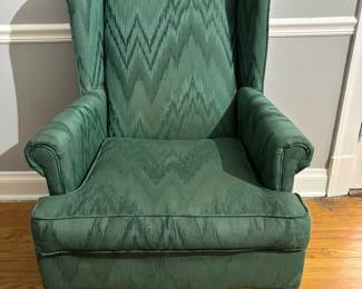 Wingback Arm Chair Fabric With Wood Legs By The Golden Chair Co.