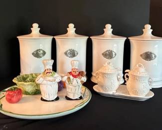 Vintage Style Ceramic French Themed Canisters, More
