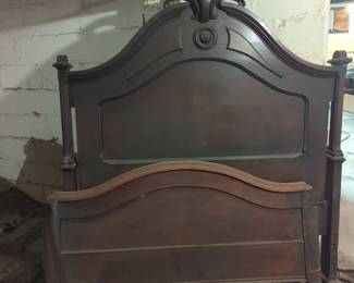 Full Sized Carved Wood Antique Headboard and Footboard