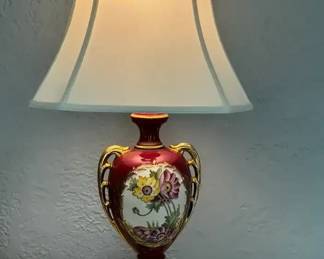 Vintage Porcelain with Painted Flowers Table Lamp