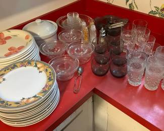 Mystery Lot Of Kitchen Items Plates, Glassware