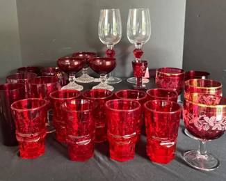 Vintage Red GlasswareAssorted