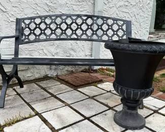 Metal Bench With Plastic Planter