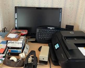 Office Supplies Including Hp PrinterScan,Photo, ViewSonic VX2453mhLED Monitor, Microsoft Keyboard