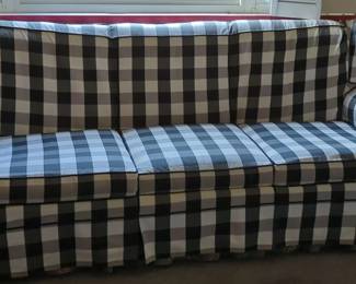 Black and White Gingham Slipcovered Sofa