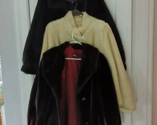 Three Vintage Faux Fur Coats