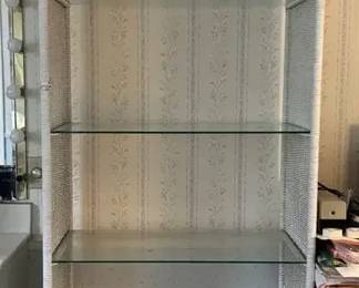 White Wicker Arch Shelving Unit With Glass Shelves