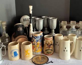 Pewter  Ceramic Tankards, Steins, Glass Decanters  More
