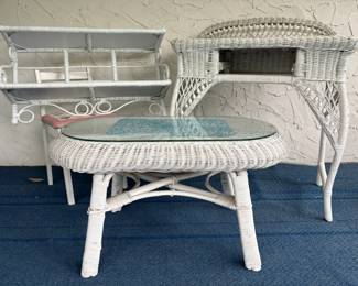 Wicker Desk and Table