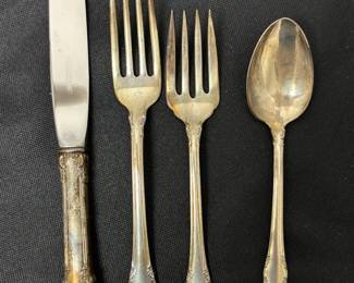 Lunt Sterling Silver Knife, Spoon 2 Forks