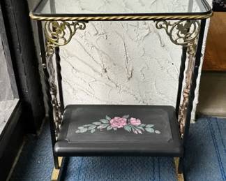 Vintage Metal and Glass Side Table