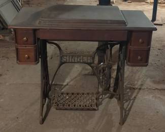 Antique Singer Sewing Machine with Desk