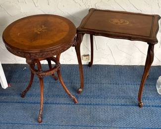 Vintage Inlayed Wood Side Tables