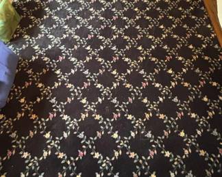 118x163 Black Rug With Floral Design includes Pad