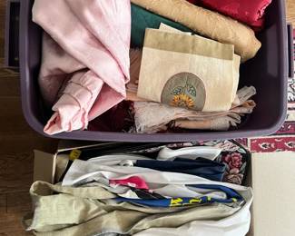 Tablecloths, Placemats,  Aprons Mystery Lot