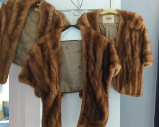 Three Mink Stoles And Hat
