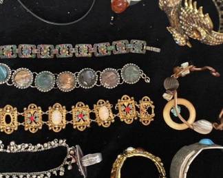 Cuffs and bracelets, all shapes and sizes. Beautiful rings.
