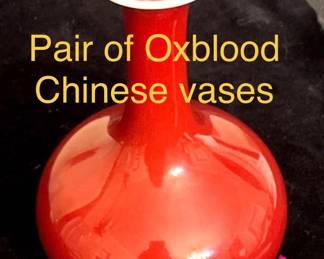 pair of antique Chinese ox blood vases valuable