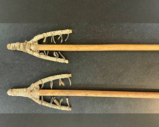 antique very rare Inuit Eskimo whaling Speers from Alaska have background museum pieces dating from 1700s