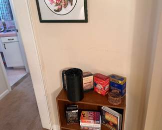 Audiobooks, small shelving unit