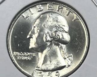 1959 Silver Washington Quarter, Gem BU 90%