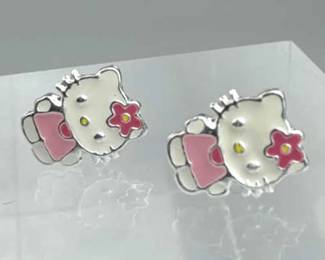 925 Silver Petite "Hello Kitty" Post Earrings