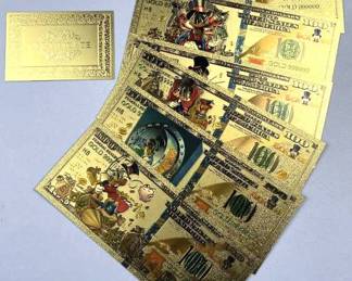 (6) Scrooge Themed Novelty Replica Notes