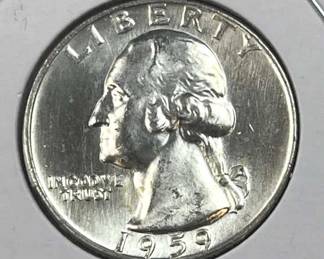 1959 Silver Washington Quarter, Gem BU 90%