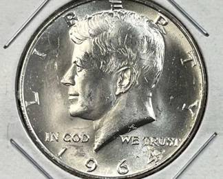 1964 JFK 90% Silver Gem BU Half Dollar, 50c