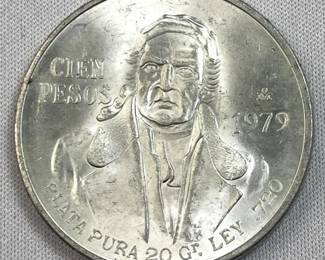 1979 Mexico Silver 100 Pesos, Morelos .720