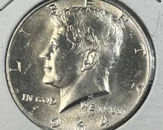 1964 JFK 90% Silver Half Dollar, Uncirculated