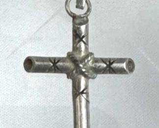 925 Silver Mexico Starburst & Rope Detail Cross Pe