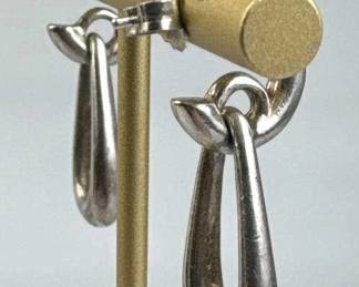 925 Silver Dangle Double Hoop Post Earrings