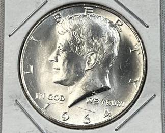 1964 JFK 90% Silver Gem BU Half Dollar, 50c