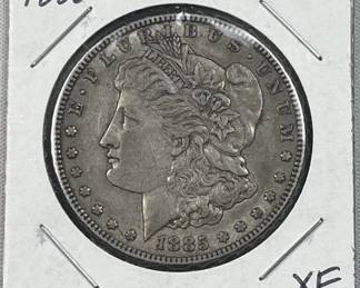 1885 Morgan Silver Dollar, US $1 Coin, XF, 90%