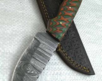 Damascus Steel Fixed Blade Knife w/ Sheath
