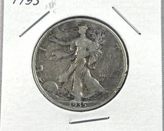 1935 Walking Liberty Silver Half Dollar, US 90%
