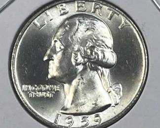 1959 Silver Washington Quarter, Gem BU 90%