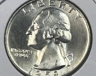 1959 Silver Washington Quarter, Gem BU 90%