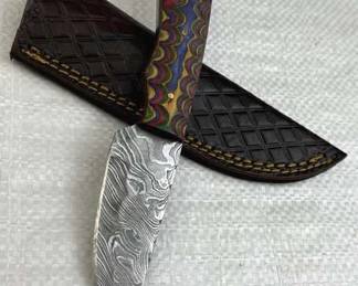 Damascus Steel Fixed Blade Knife w/ Sheath